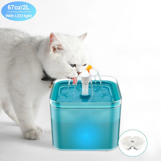 67Oz/2L Automatic Cat Water Fountain-Water Fountains for Cats Indoor-Pet Water Fountain-Dispenser Bowl,Ultra Silent - Cat Drinking Fountain for Small Dogs